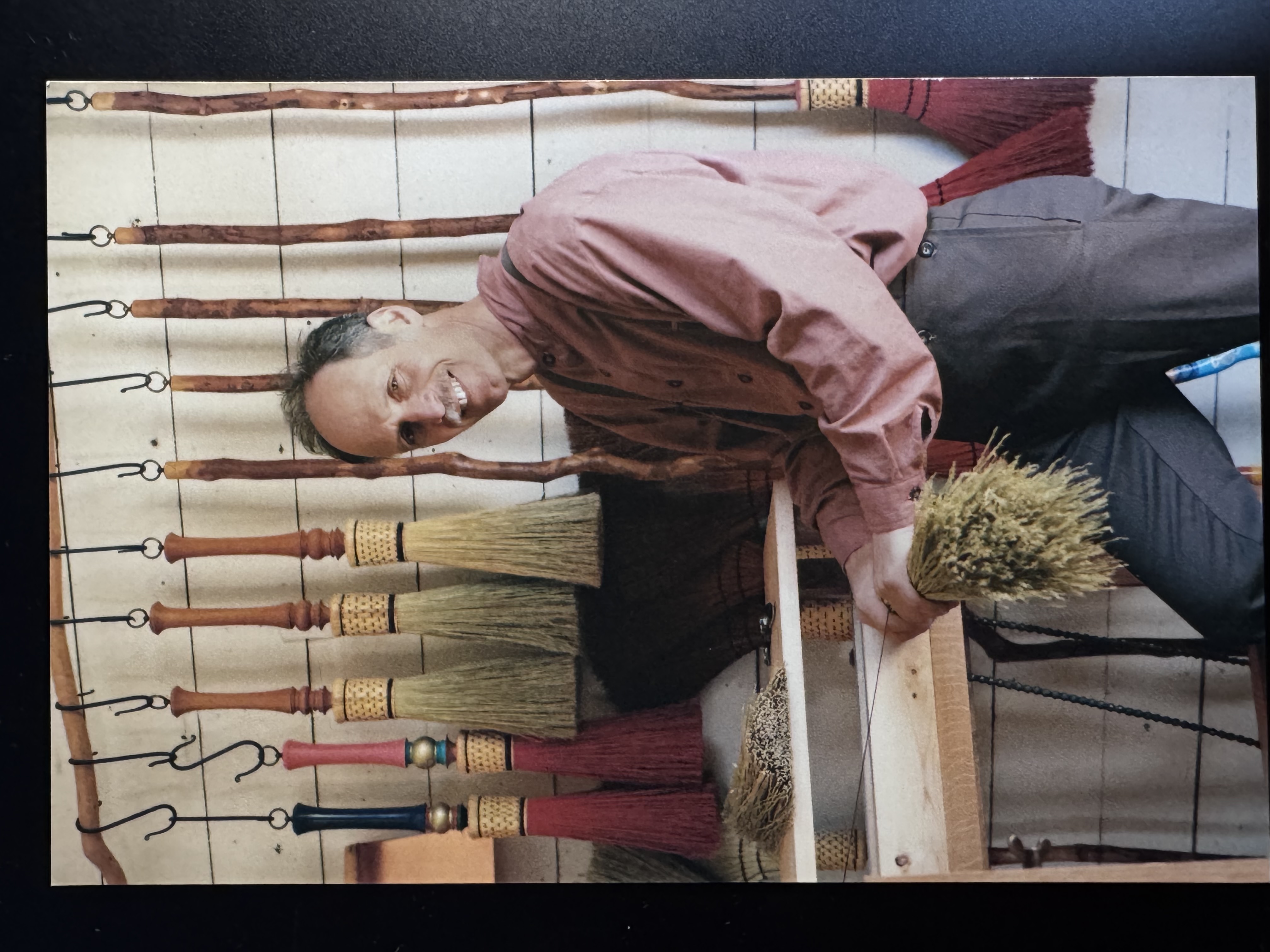 Raphael in his studio workshop preparing a broom